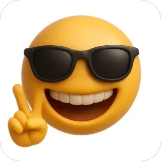 😜 ebf48026 emoji, peace sign, sunglasses, yellow, happy, smile, sticker telegram sticker