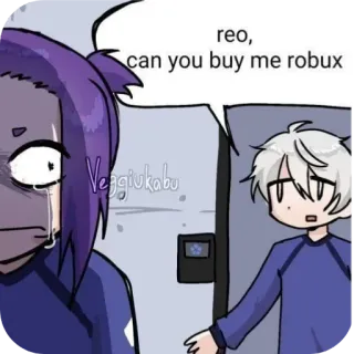 👍 df85e888 Reo reo, can you buy me robux Аниме, Манга, Robux, Заказ, Мультфильм telegram sticker