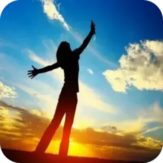 👏 4f4b7c69 Силуэт, Женщина, Небо, Закат, Свобода, Природа, На открытом воздухе, Вдохновение telegram sticker