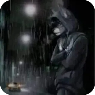 😞 711f965a Фурри, Толстовка, Антропоморфный, Улица, Ночь, Дождь telegram sticker