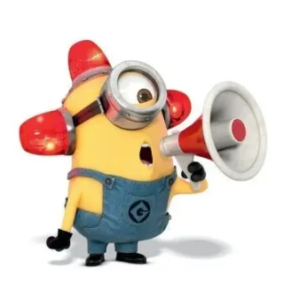 😨 8be39e65 Minion Despicable Me Миньон, Мегафон, Мультфильм, Персонаж, Желтый, Очки, Смешной telegram sticker