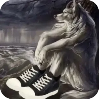 😔 b6399415 волк, кроссовки, обувь, животное, собачий telegram sticker