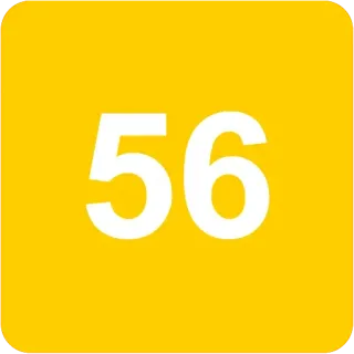 🟨 0ccb20a0 56 number, 56, yellow, sticker, badge whatsapp sticker