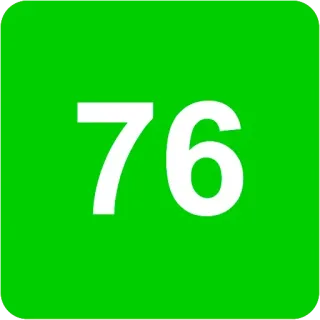 🟩 105c6d0b 76 number, green, 76, square whatsapp sticker