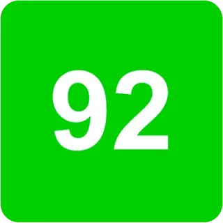 🟩 1f643426 92 number, green, square, numeric, ninety-two whatsapp sticker