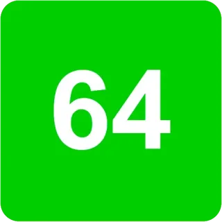 🟩 3c398a8a 64 number, 64, green, white whatsapp sticker