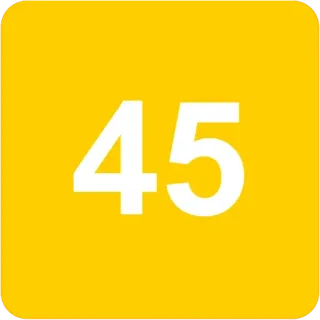 🟨 3ffb9ae0 45 number, yellow, mathematics, numerical, symbol, digit whatsapp sticker