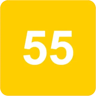 🟨 444ae1af 55 number, yellow, fifty five, numeric, digit whatsapp sticker