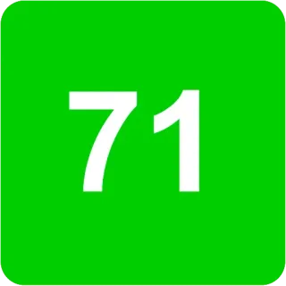 🟩 4852abef 71 number, green, 71, square, white, seventy-one whatsapp sticker