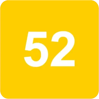 🟨 4bb7deb1 52 number, 52, yellow, square, sticker whatsapp sticker