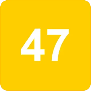 🟨 4c82f319 47 number, 47, yellow, white whatsapp sticker