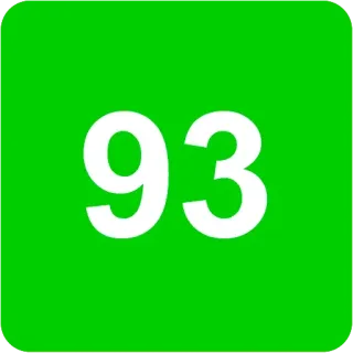 🟩 504a74ec 93 number, 93, green, white whatsapp sticker
