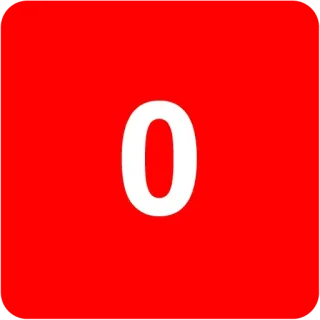 🟥 50dea2e1 0 number, zero, red, white whatsapp sticker