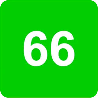 🟩 6d8c86e1 66 number, green, sixty-six, 66 whatsapp sticker