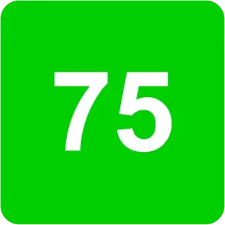 🟩 7c70d224 75 number, seventy-five, green, square whatsapp sticker