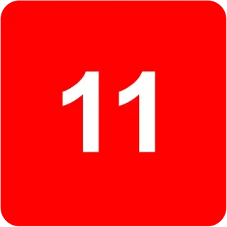 🟥 7ded2ace 11 number, eleven, red, white whatsapp sticker