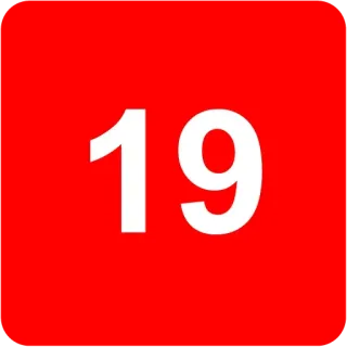 🟥 7ec9b2d9 19 number, 19, red, square whatsapp sticker