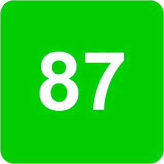 🟩 82ae026e 87 number, 87, green, white whatsapp sticker