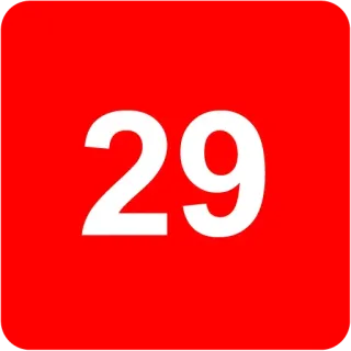 🟥 a374172a 29 number, red, white, 29 whatsapp sticker