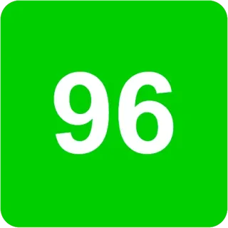 🟩 ba353845 96 number, 96, green, square, white number, digit whatsapp sticker