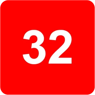 🟥 bf780132 32 number, red, white, 32 whatsapp sticker