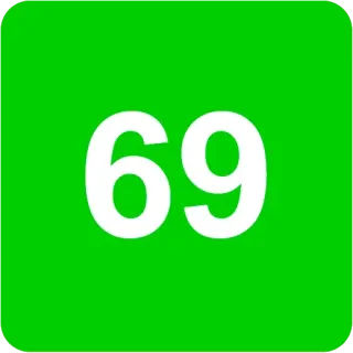 🟩 c086e0a5 69 number, green, white, sixty-nine whatsapp sticker