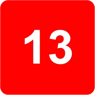 🟥 c750712b 13 number, red, white, lucky number, thirteen whatsapp sticker