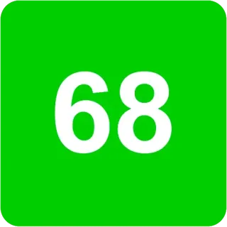 🟩 d03280d7 68 number, green, white, numeric, sixty-eight whatsapp sticker