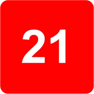 🟥 d03e3fe6 21 number, 21, red, white whatsapp sticker