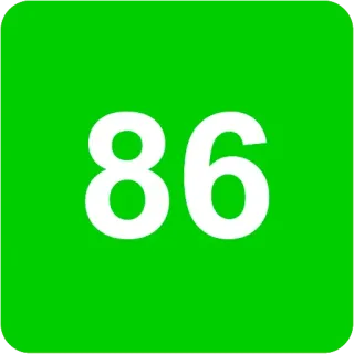 🟩 d82564a3 86 number, 86, green, square, numerical whatsapp sticker