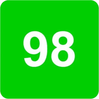 🟩 e09aa4ed 98 number, 98, green, square whatsapp sticker