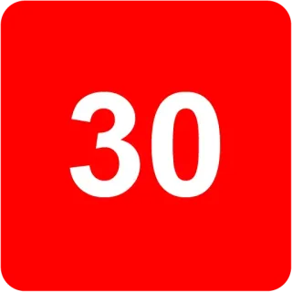 🟥 efa6ca90 30 number, red, thirty, age, sign whatsapp sticker