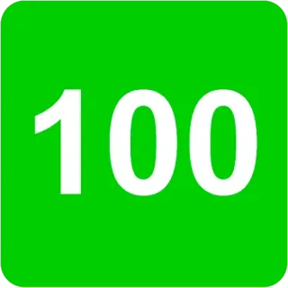 🟩 f56e48cd 100 number, 100, green, percent, score, grade whatsapp sticker