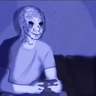 🎮 27bdd718 Gaming, Wojak, Triste, Gamer, Solo, Meme, Cartone animato, Illustrazione whatsapp sticker