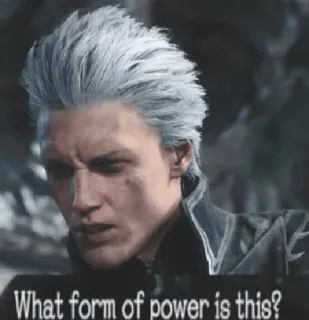 ❓ 52fa2aef Vergil Devil May Cry What form of power is this? vergil, devil may cry, dmc, jeu vidéo, mème, quel est ce pouvoir telegram sticker