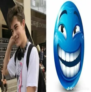 🌟 96a93093 frmrozo nastolatek, emoji, portret, sztuka cyfrowa, niebieski, uśmiech telegram sticker