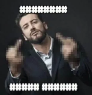 🌟 e95c91f4 środkowy palec, obraźliwy gest, mężczyzna, garnitur, rozmazane, pikseloza telegram sticker