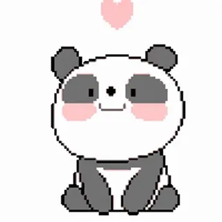 🥣 8ba3d577 Panda, Mignon, Coeur, Kawaii, Pixel art telegram sticker