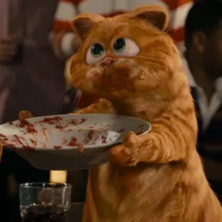 ➰ 365f1155 Garfield แมว, แมวสีส้ม, การ์ตูน, การ์ฟิลด์, อาหาร, ตลก whatsapp sticker
