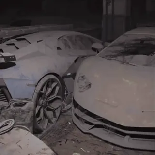 🤩 0854d3f5 poussière, voitures, abandonné, voitures de luxe, supercars whatsapp sticker