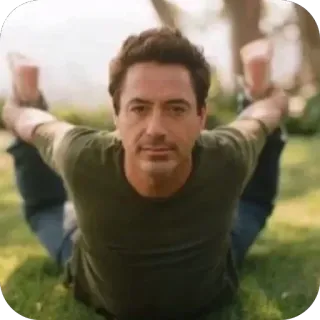 🫥 18ca0aa3 Robert Downey Jr robert downey jr, acteur, yoga, célébrité, allongé, étirement telegram sticker