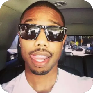 🫥 1f605f1e Michael B. Jordan Michael B. Jordan, acteur, lunettes de soleil, selfie, portrait, homme telegram sticker
