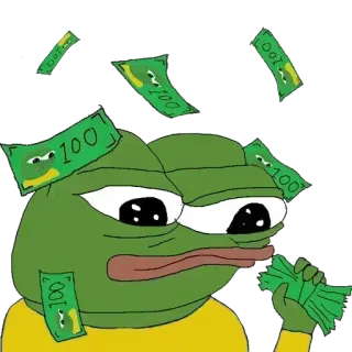 🤑 5afa0038 Pepe the Frog Pepe, sapo, dinheiro, dólares, rico telegram sticker