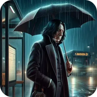 🌧 5bb024c8 Severus Snape Harry Potter severus snape, harry potter, parapluie, pluie, arrêt de bus, sorcier, alan rickman telegram sticker