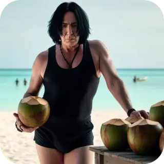 🎩 64acd34b Severus Snape Harry Potter plage, noix de coco, harry potter, severus snape, vacances telegram sticker