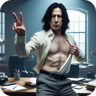 ✌ 916ac3c6 Severus Snape Harry Potter sorcier, professeur, magie, paix, Snape telegram sticker
