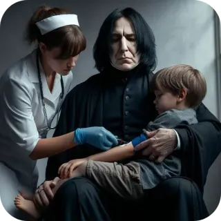 🤓 c738294e Severus Snape Harry Potter infirmière, médecin, enfant, médical, santé, injection telegram sticker