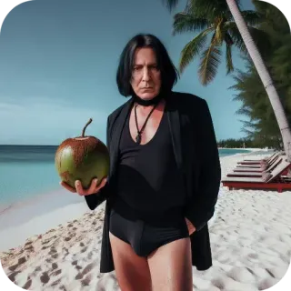 🥰 e9529179 Severus Snape Harry Potter plage, tropical, noix de coco, sorcier, magie telegram sticker