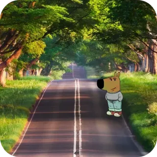 🔥 a3313096 ถนน, ธรรมชาติ, ต้นไม้, การ์ตูน, สุนัข telegram sticker