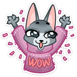 👻 7161c016 WOW chat, animal, mignon, fête, kawaii, joyeux telegram sticker
